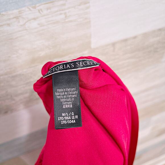 Victorias Secret Satin Lace Lingerie Robe Red Tie Waist Intimates Womens Medium - Picture 7 of 8